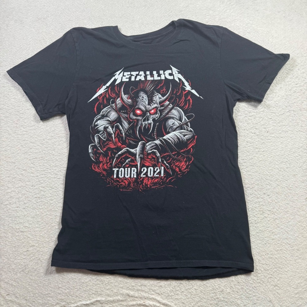 Metallica Tour 2021 T-Shirt Mens Medium Black Excellent 40 Years Anniversary Tee